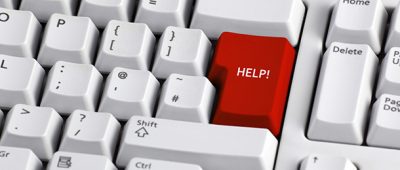 HELP button on the enter key of a computer keyboard