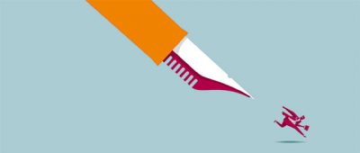 The nib of an ink pen.