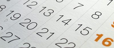 Detail of a calendar page with dates.