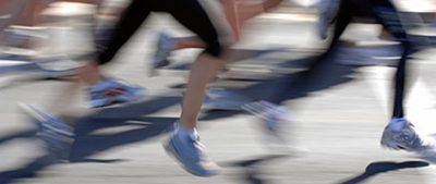 Runners' legs on the move.