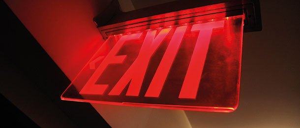 Exit sign for adviser leaving their jobs
